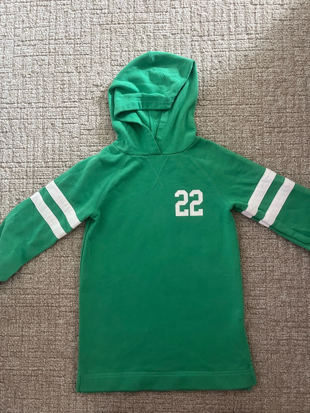 Old Navy Green Hooded Sweatshirt with White Stripes and 22